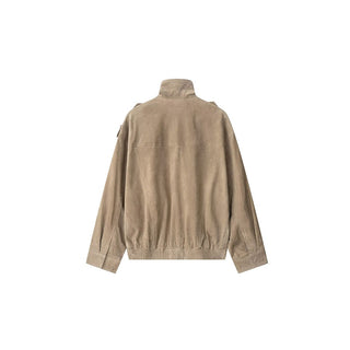 Suede Textured Leather Coat