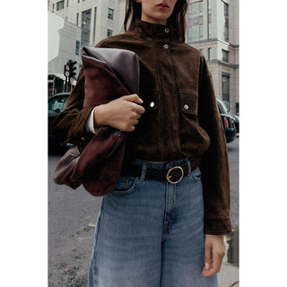 Pocket Suede Bomber Jacket