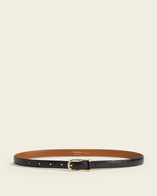 Betty Belt - Black Leather-snake Embossed