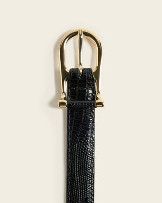 Betty Belt - Black Leather-snake Embossed