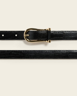 Betty Belt - Black Leather-snake Embossed