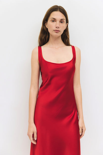 The Saylor Satin Midi Slip Dress