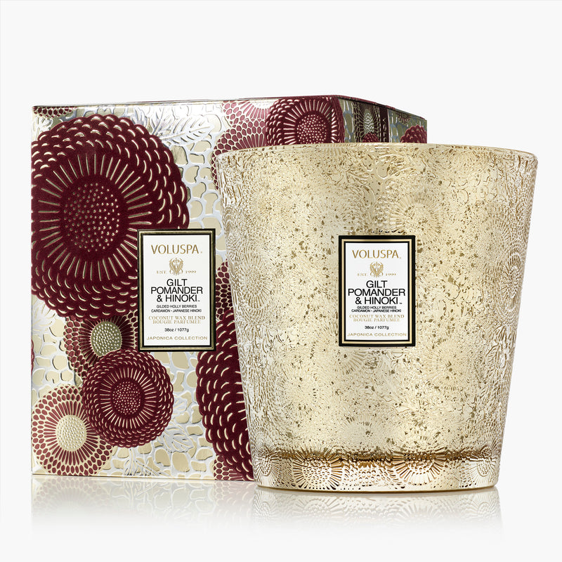 Gilt Pomander + Hinoki 3 Wick Hearth