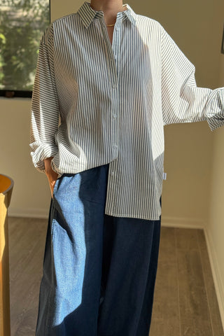 Lightweight Owen Shirt - Denim and White Stripe