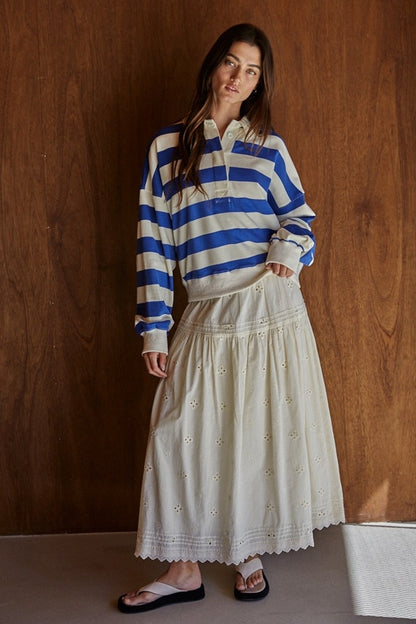 Knit Rugby Half Button Up