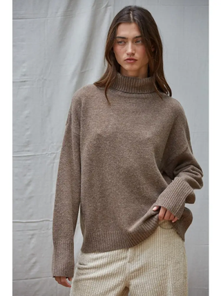 Abbigail Knit Sweater Ribbed Turtleneck Drop Shoulder